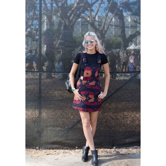 re:named Dresses & Skirts - Re:Named Vintage Tribal Print wool Blead Pinafore Dress size M winter Dress